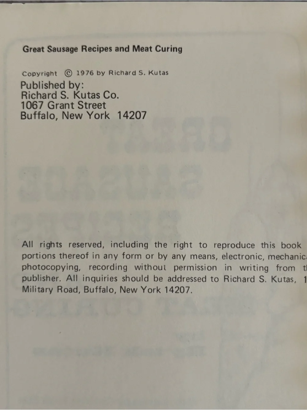 70's "Great Sausage Recipes and Meat Curing" Cookbook - How to Cure Meat Book - Picture 3 of 11